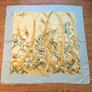 Salvatore Ferragamo bird design silk scarf w/box